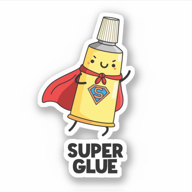 Sticker Super Glue Funny Super Hero Pun (Devant)
