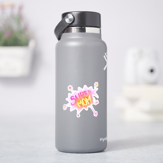 Sticker Super Maman Pink Neon Flower Comic Buble (HydroFlask)