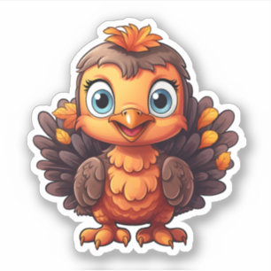Sticker Super mignonne Turquie merveilleux animal Thanksgi