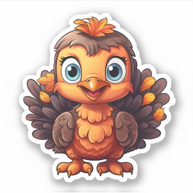 Sticker Super mignonne Turquie merveilleux animal Thanksgi (Devant)