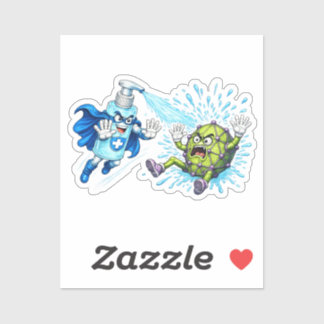 Sticker Super Sanitizer vs. Germ Monster