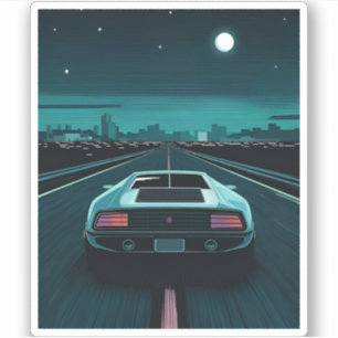Sticker Super-Voiture Futuriste Vaporwave Pixel LoFi 80s R