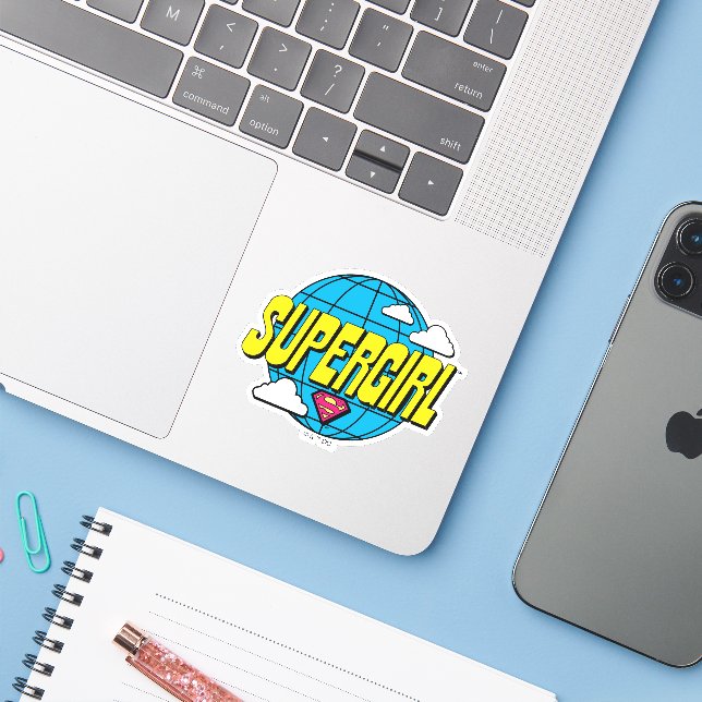 Sticker Supergirl Graphique Pop Global (Ordinateur portable avec iPhone)