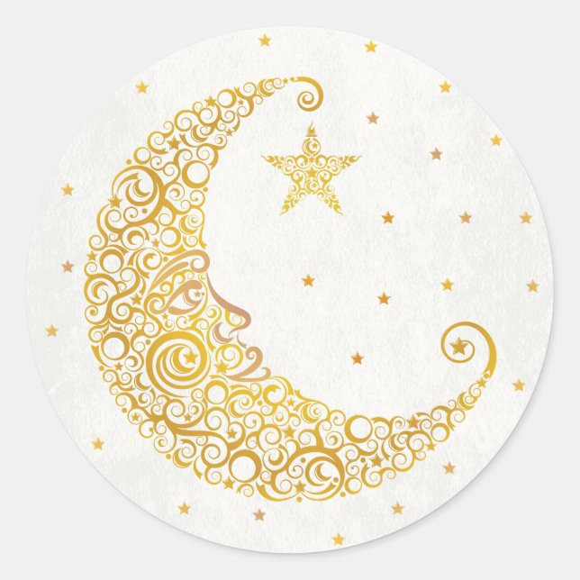 Sticker sur la Lune - Or (Devant)