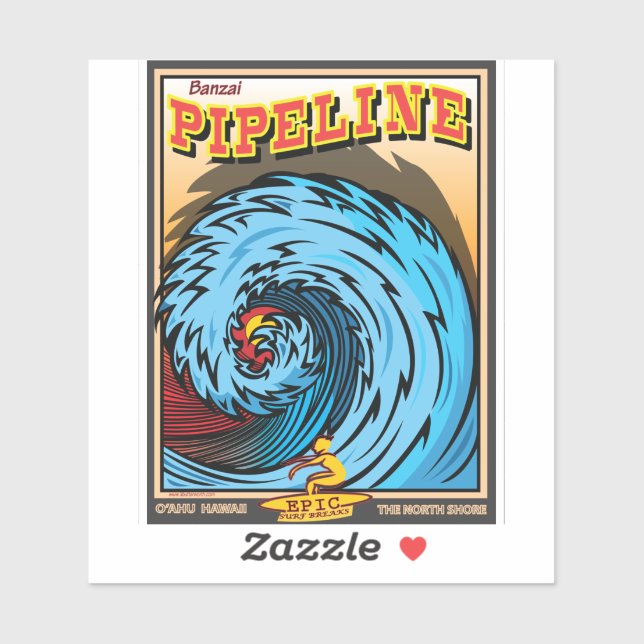 STICKER SURF BANZAI PIPELINE HAWAII (Feuille)