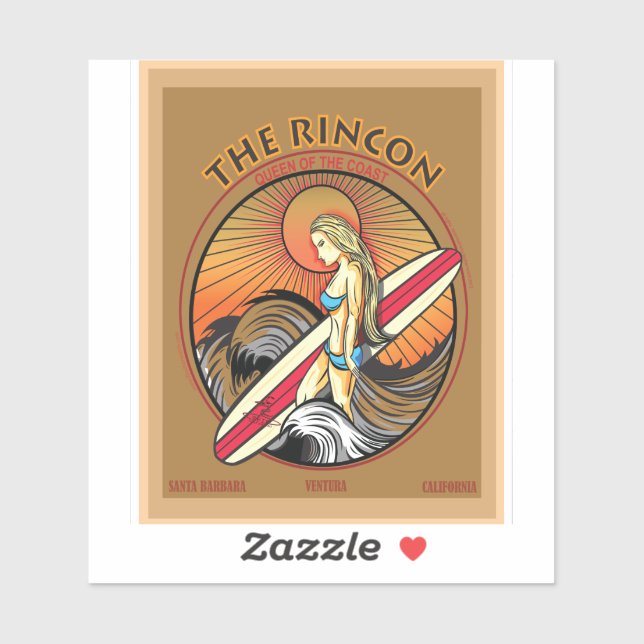 STICKER SURF DU RINCON VENTURA CALIFORNIA (Feuille)