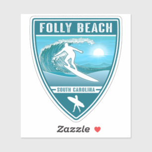 Sticker Surf Folly Beach Caroline du Sud