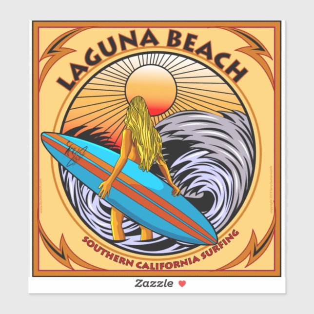 STICKER SURF LAGUNA BEACH CALIFORNIA (Feuille)
