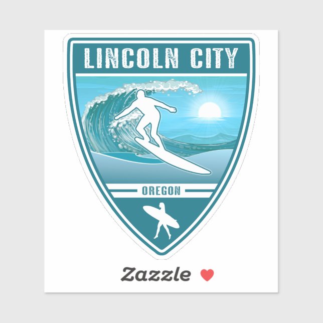 Sticker Surf Lincoln City Oregon (Feuille)