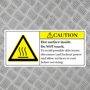 Sticker Surfaces chaudes de mise en garde à l'intérieur du