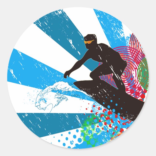 Sticker Surfer Paradise en détresse (Devant)