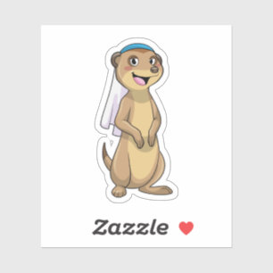Sticker Suricate en mariée avec voile