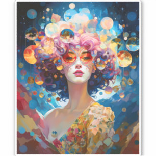 Sticker Surreal Lady Imaginaire Art