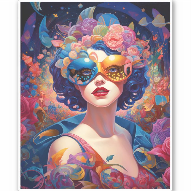 Sticker Surreal Lady Imaginaire Art (Devant)