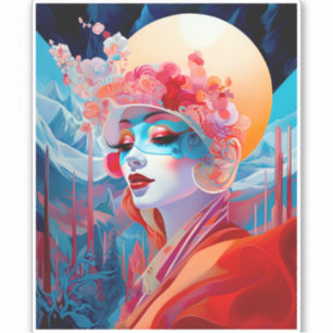 Sticker Surreal Lady Imaginaire Art