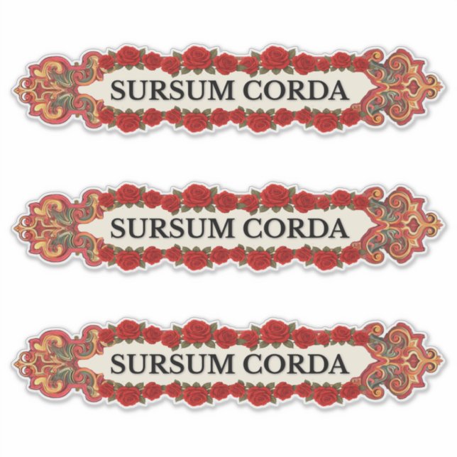 Sticker Sursum Corda Vintage Rose Catholic  (Devant)