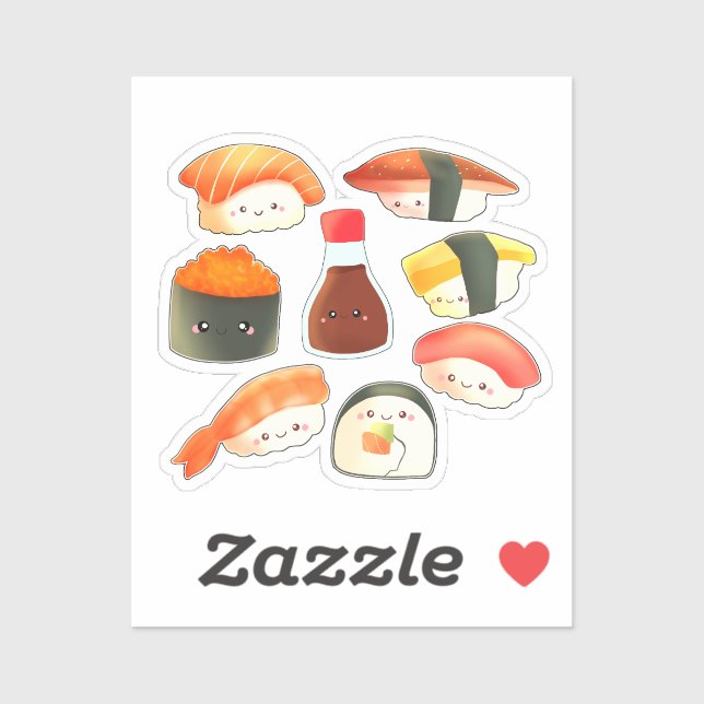 Sticker Sushi japonais mignon (Feuille)
