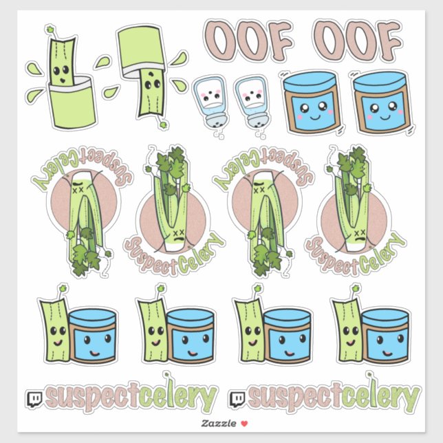 Sticker SuspectCelery™ Émote le beurre d'arachide + céleri (Feuille)