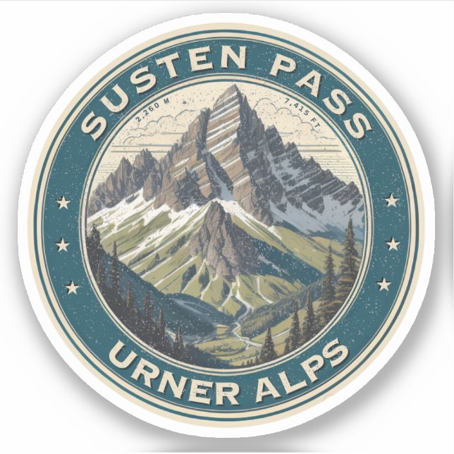 Sticker Susten Pass, Swiss Alpine Mountain Road (Devant)