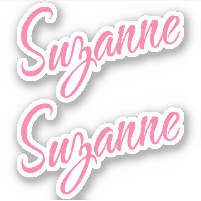Sticker Suzanne nom rose cursive police x2 (Devant)