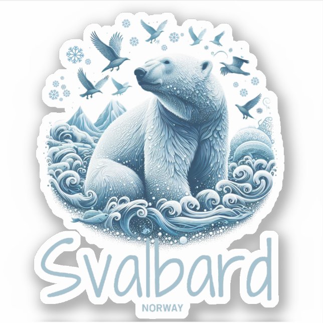 Sticker Svalbard Spitsbergen Ours polaire artistique, Norv (Devant)