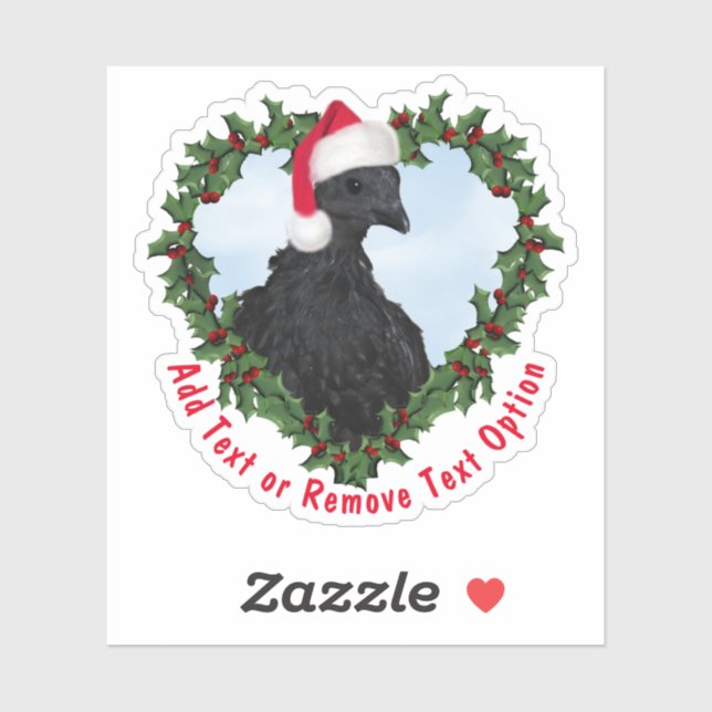 Sticker Svart Hona Poulet Wreath Noël (Feuille)