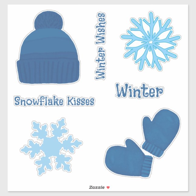 Sticker Sweat bleu et flocons de neige (Feuille)