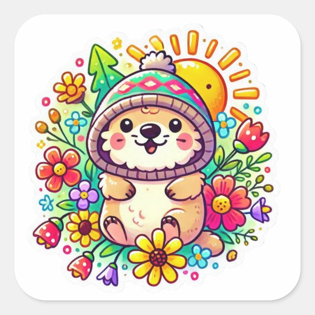 Sticker Sweat - shirt à capuche de marmotte (Devant)