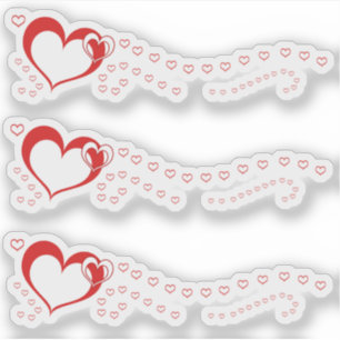 Sticker Sweet Lovely Romantique Rouge Coeurs blancs