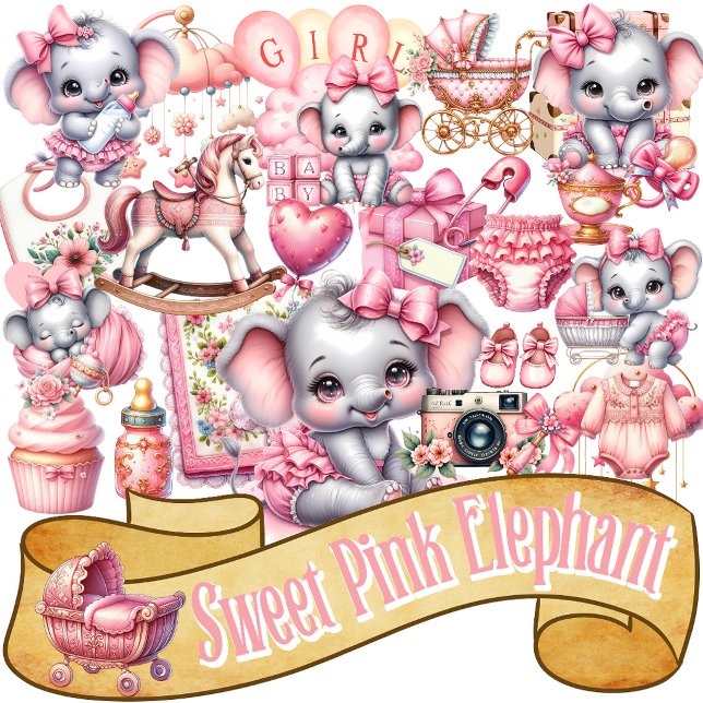 Sticker Sweet Pink Elephant - Peanut Smiles (Créateur téléchargé)