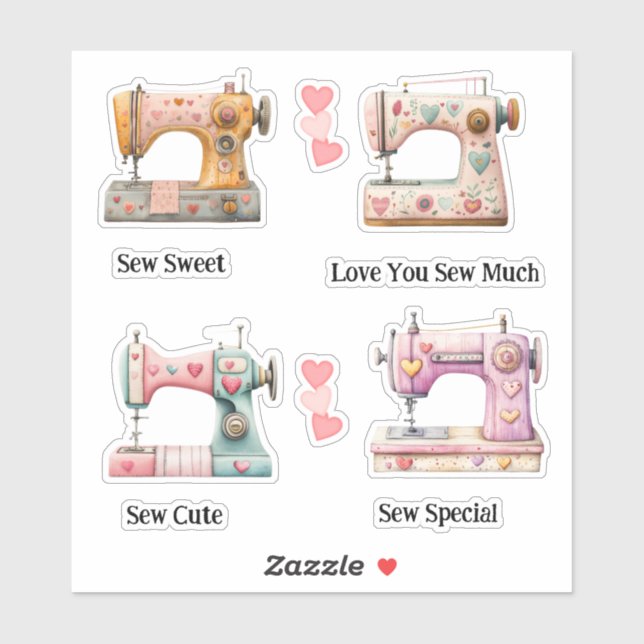 Sticker Sweet Sewing Machine Valentines (Feuille)