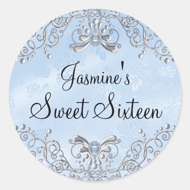 Sticker Sweet sixteen de bijoux Blue Sparkle (Devant)