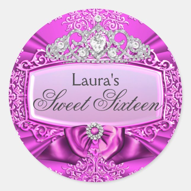 Sticker Sweet sixteen Princess Tiara & Damask (Devant)