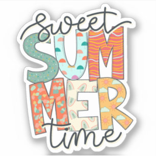 Sticker Sweet Summertime, Vacances en famille Plage Popsic