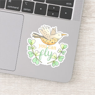 Sticker Sweet You Can Fly Bird with Feuille Motivational