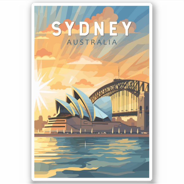 Sticker Sydney Australia Travel Art Vintage (Devant)