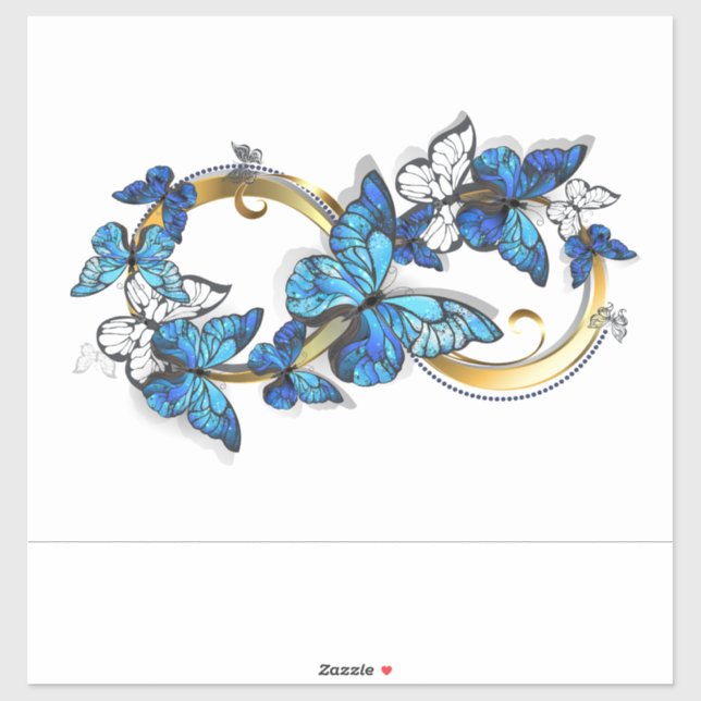 Sticker Symbol Infinity of Blue Morpho Butterflies (Feuille)