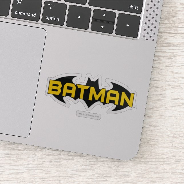 Sticker Symbole Batman | Nom Logo jaune et noir (Détail)