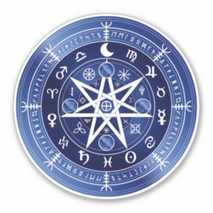 Sticker Symbole bleu et blanc de mandala de vinyle de