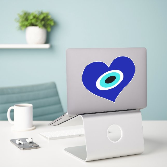Sticker Symbole chanceux, Mauvais oeil Coeur mignon (Ordinateur portable sur le bureau)