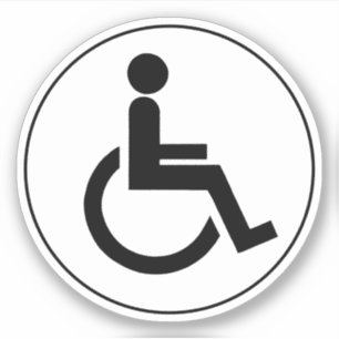 Sticker Symbole de handicap noir et blanc arrondi