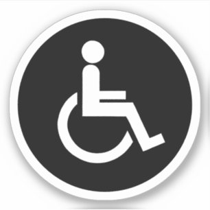 Sticker Symbole de handicap noir et blanc arrondi