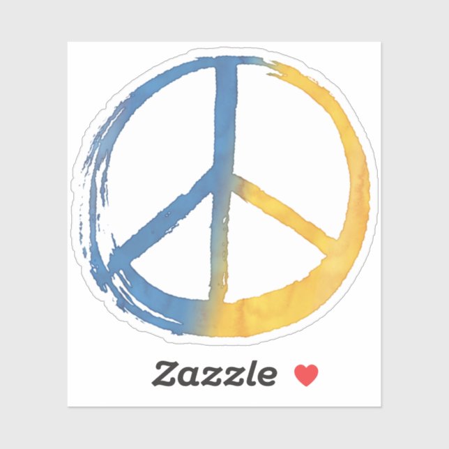 Sticker SYMBOLE DE PAIX Bleu jaune Ukraine anti-guerre (Feuille)
