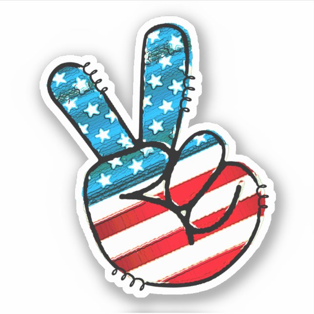 Sticker Symbole de paix du drapeau américain (Devant)