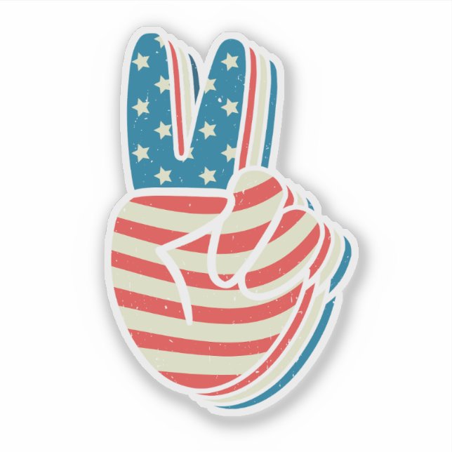 Sticker SYMBOLE DE PAIX DU Drapeau Américain 4 juillet (Devant)