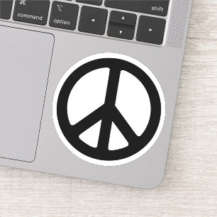 Sticker Symbole de paix minimaliste noir et blanc en cercl