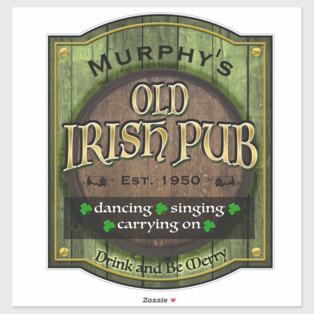 Sticker Symbole de pub irlandais personnalisé (Feuille)