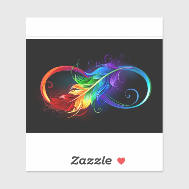 Sticker Symbole d'infini avec plume arc-en-ciel (Feuille)