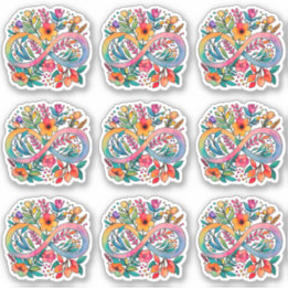 Sticker Symbole d'infinité des fleurs arc-en-ciel | Accept