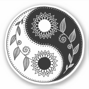 Sticker Symbole du yin yang floral